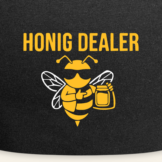 Honig Dealer Beanie-Mütze in Schwarz – Druck im Detail