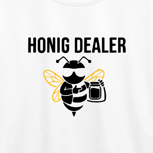 Honig Dealer Oversized Kinder T-Shirt in Weiß – Druck im Detail