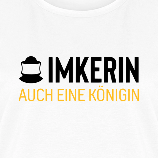 IMKERIN Code Königin T-Shirt in Weiß – Druck im Detail