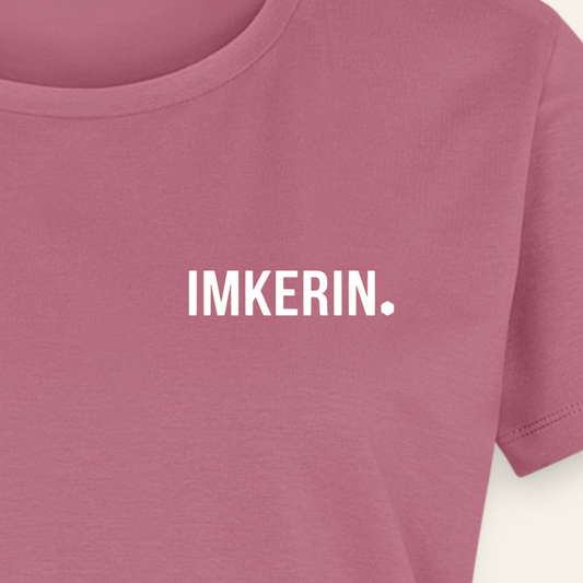 IMKERIN Dot Fein T-Shirt in Mauve – Druck im Detail