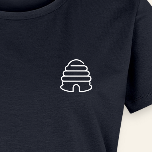 IMKERIN Hive Bravo T-Shirt in Dunkelblau – Druck im Detail