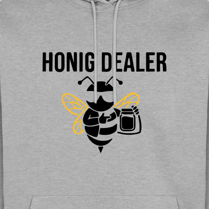 Honig Dealer Hoodie in Grau meliert – Druck im Detail