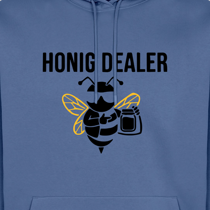 Honig Dealer Hoodie in Steinblau – Druck im Detail