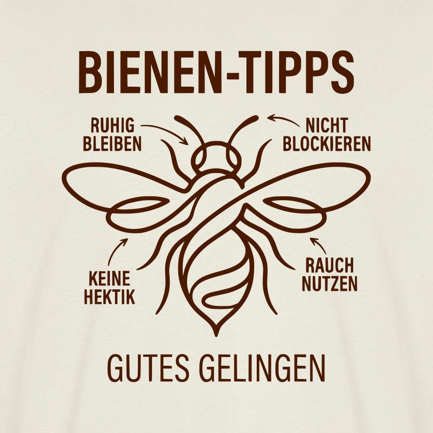 Bienen-Tipps T-Shirt in Naturweiß – Druck im Detail