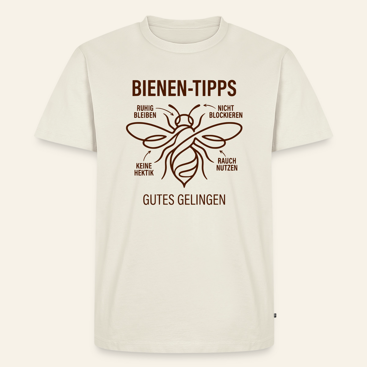 Bienen-Tipps T-Shirt in Naturweiß – Vorderseite