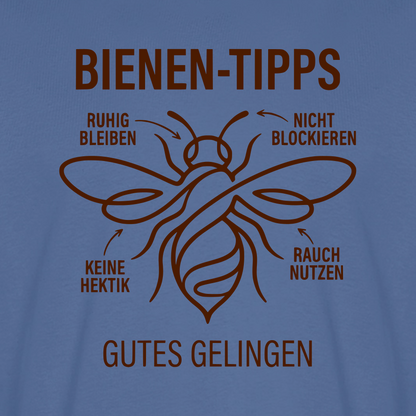 Bienen-Tipps T-Shirt in Steinblau – Druck im Detail