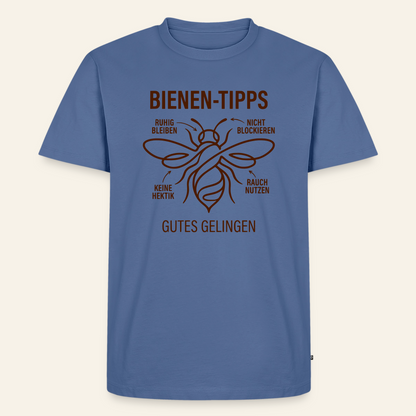 Bienen-Tipps T-Shirt in Steinblau – Vorderseite