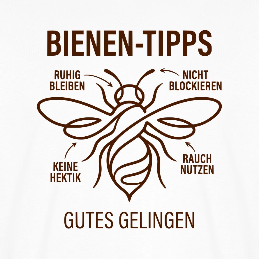 Bienen-Tipps T-Shirt in Weiß – Druck im Detail