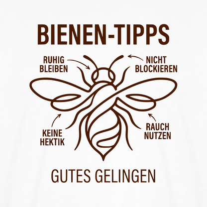 Bienen-Tipps T-Shirt in Weiß – Druck im Detail