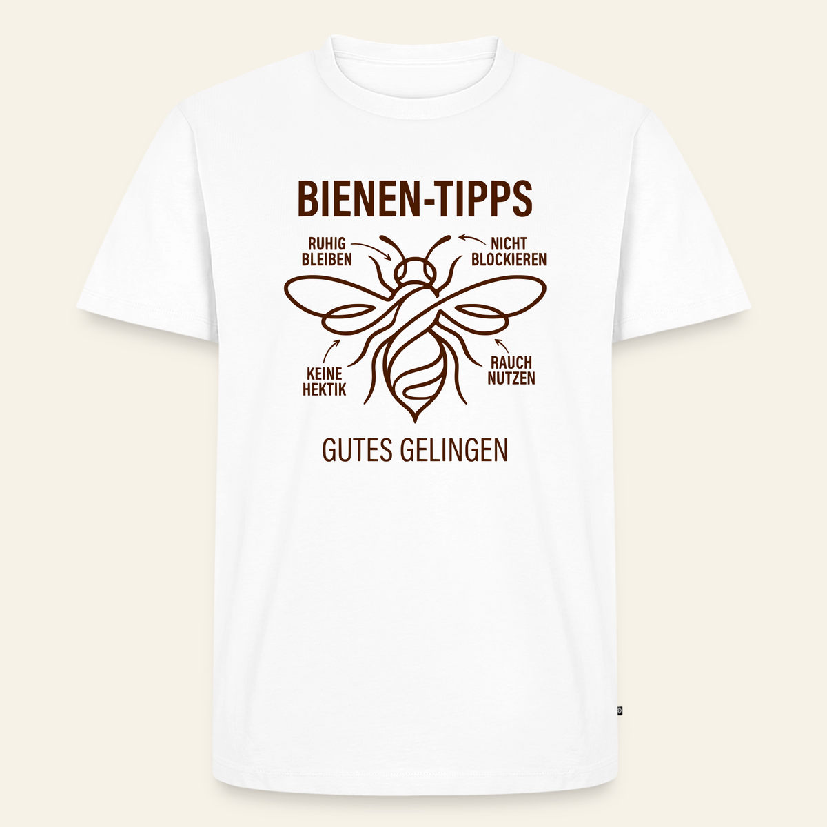 Bienen-Tipps T-Shirt in Weiß – Vorderseite