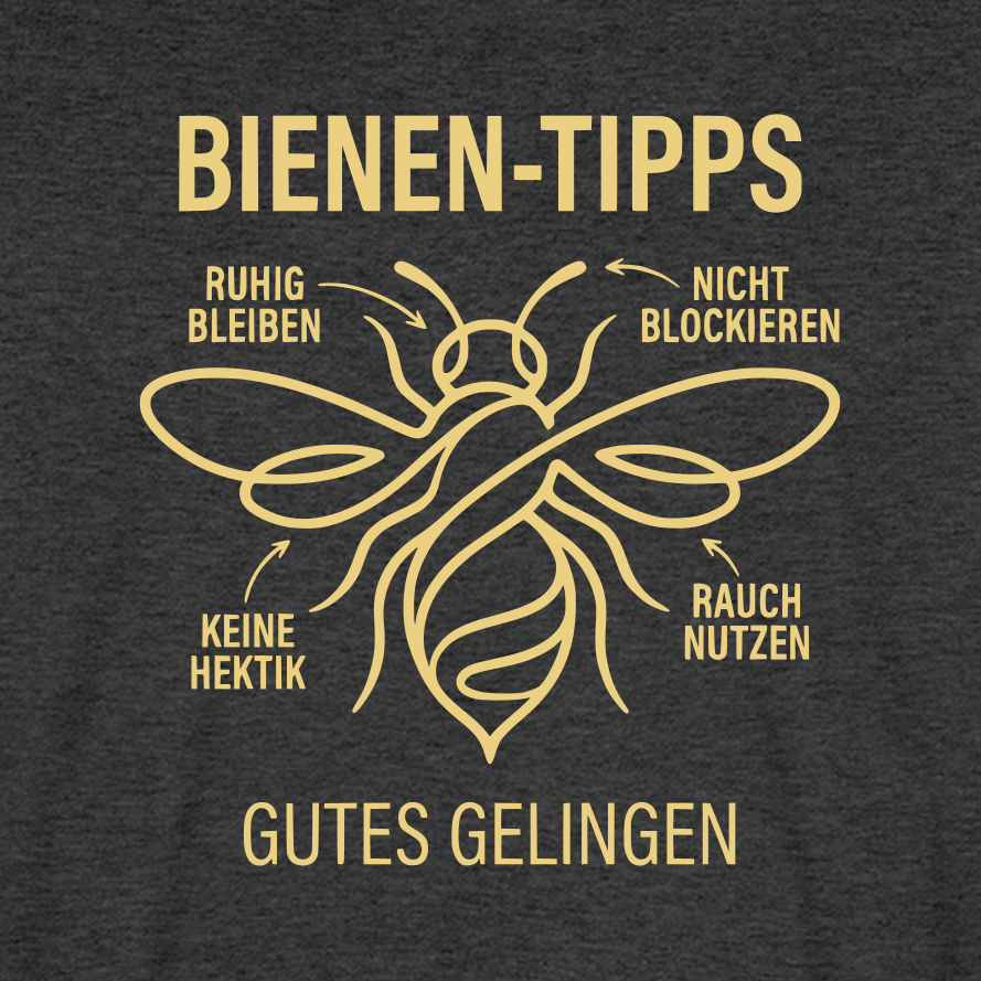 Bienen-Tipps T-Shirt in Anthrazit – Druck im Detail