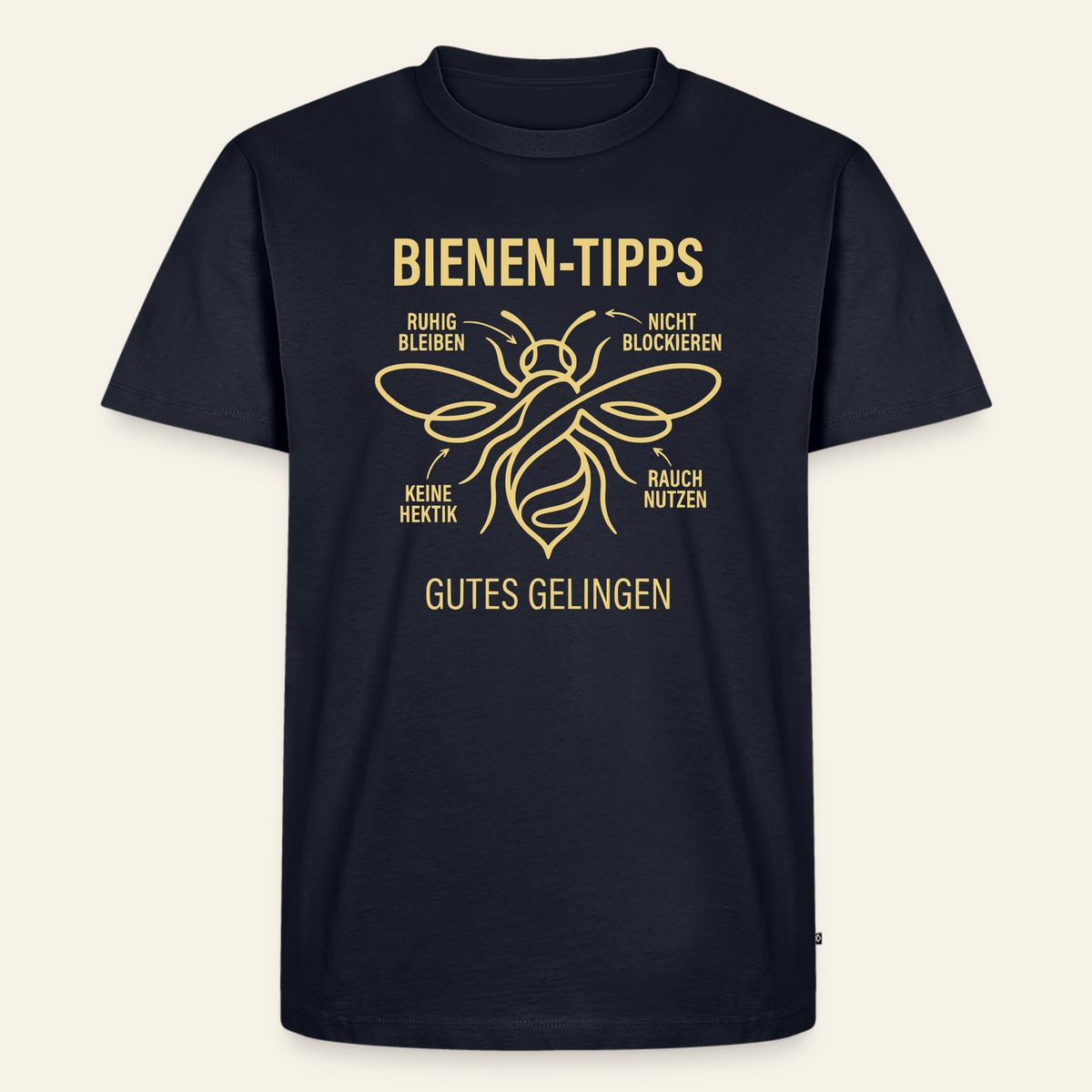 Bienen-Tipps T-Shirt in Dunkelblau – Vorderseite