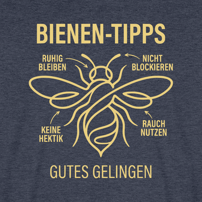 Bienen-Tipps T-Shirt in Jeansblau – Druck im Detail