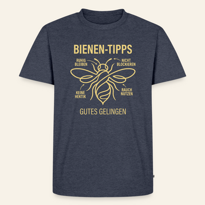 Bienen-Tipps T-Shirt in Jeansblau – Vorderseite