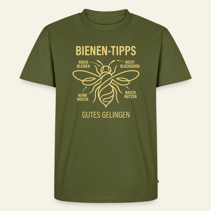 Bienen-Tipps T-Shirt in Khaki – Vorderseite