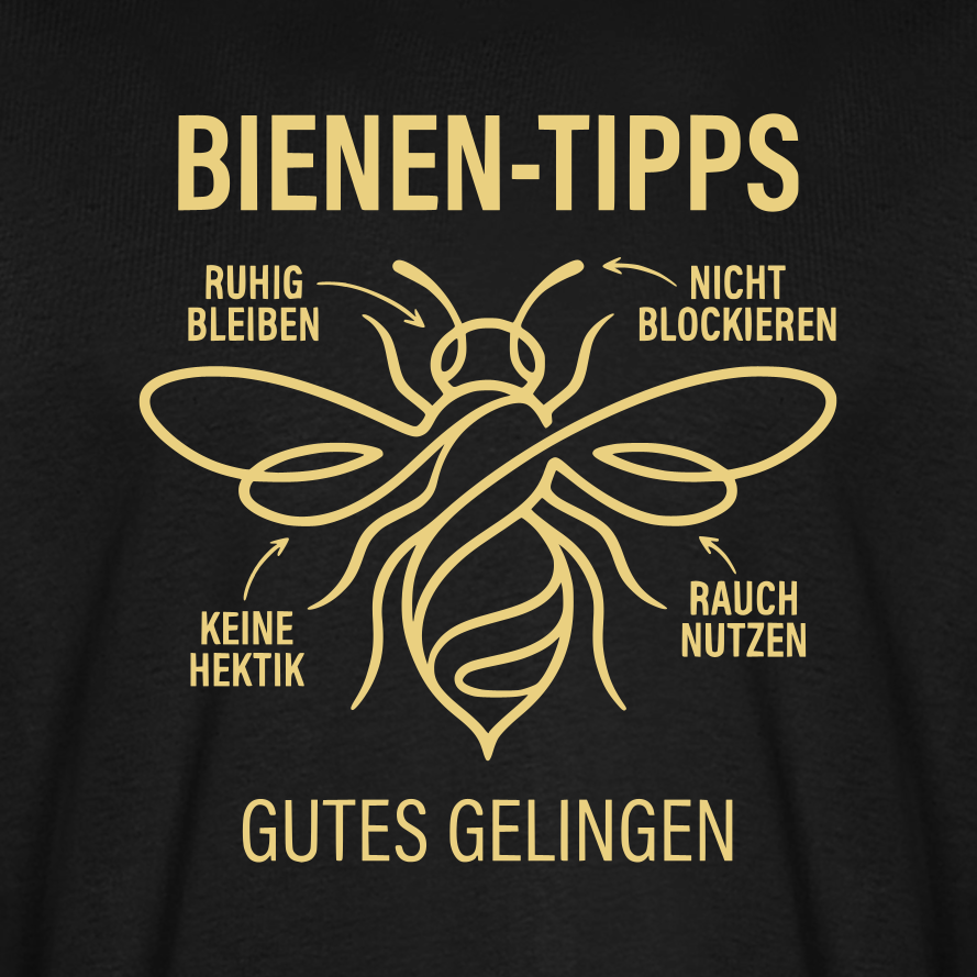 Bienen-Tipps T-Shirt in Schwarz – Druck im Detail