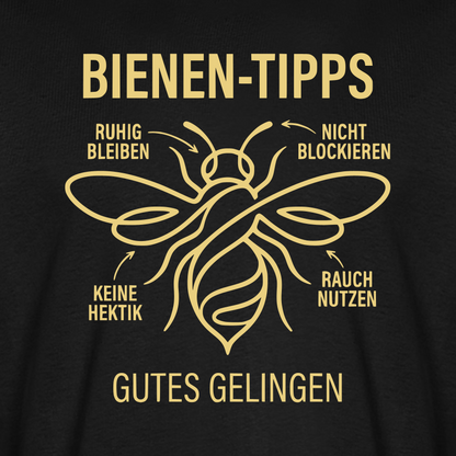 Bienen-Tipps T-Shirt in Schwarz – Druck im Detail