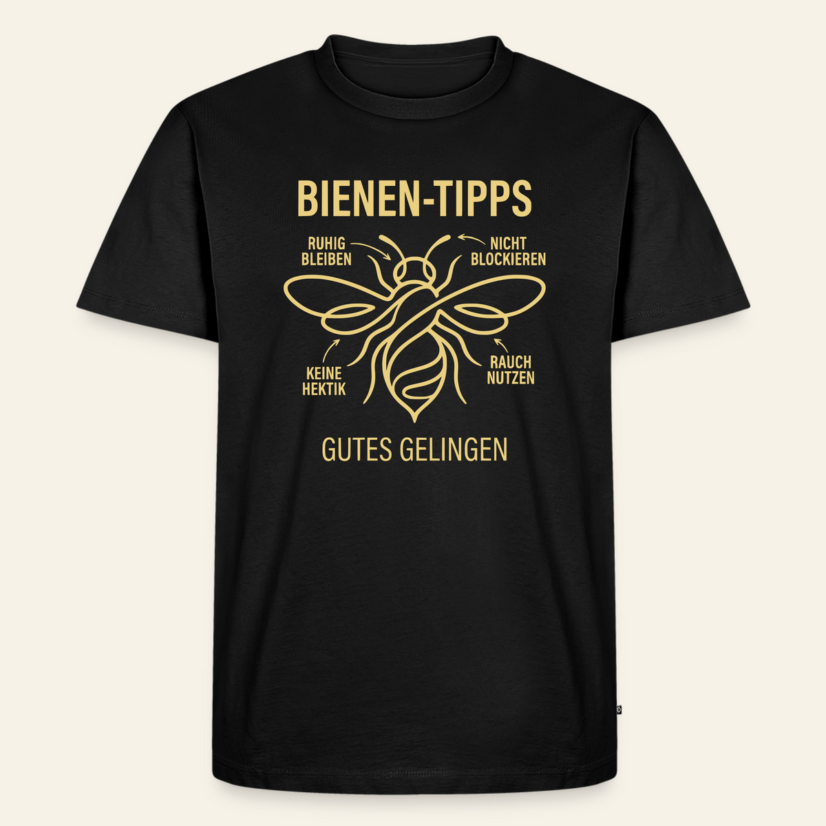 Bienen-Tipps T-Shirt in Schwarz – Vorderseite