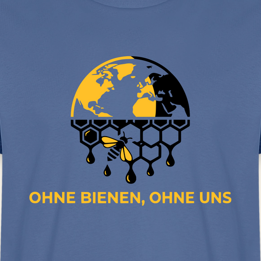 Bienenwelt T-Shirt in Steinblau – Druck im Detail