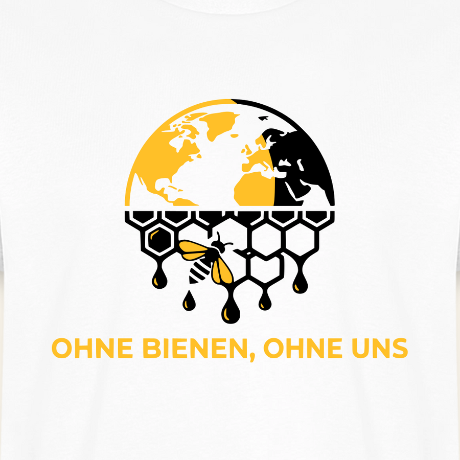 Bienenwelt T-Shirt in Weiß – Druck im Detail