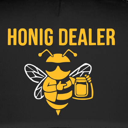 Honig Dealer Trucker-Cap in Schwarz/Schwarz – Druck im Detail