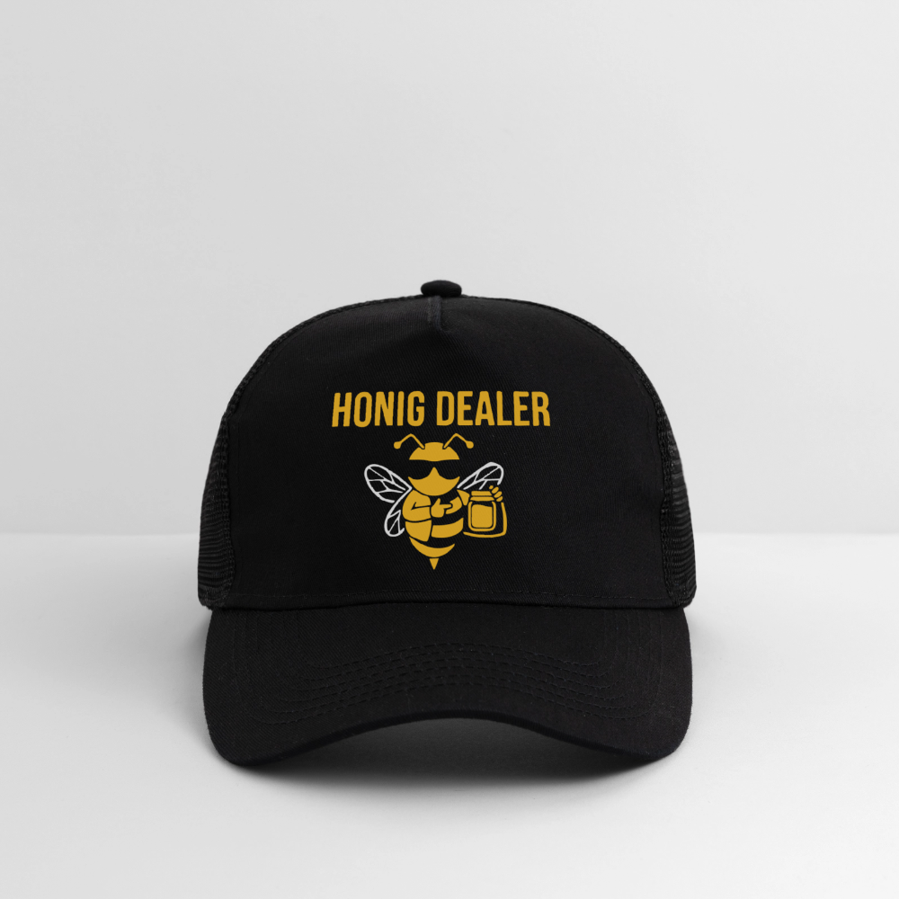 Honig Dealer Trucker-Cap in Schwarz/Schwarz – Studioaufnahme