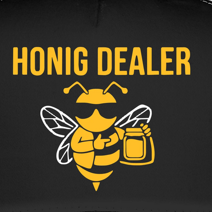 Honig Dealer Trucker-Cap in Schwarz/Steingrau – Druck im Detail