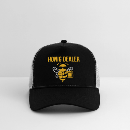 Honig Dealer Trucker-Cap in Schwarz/Steingrau – Studioaufnahme