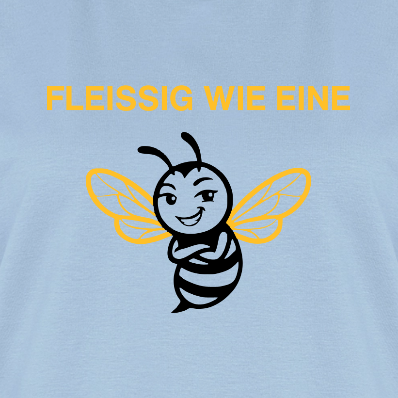 Fleißige Biene T-Shirt in Hellblau – Druck im Detail