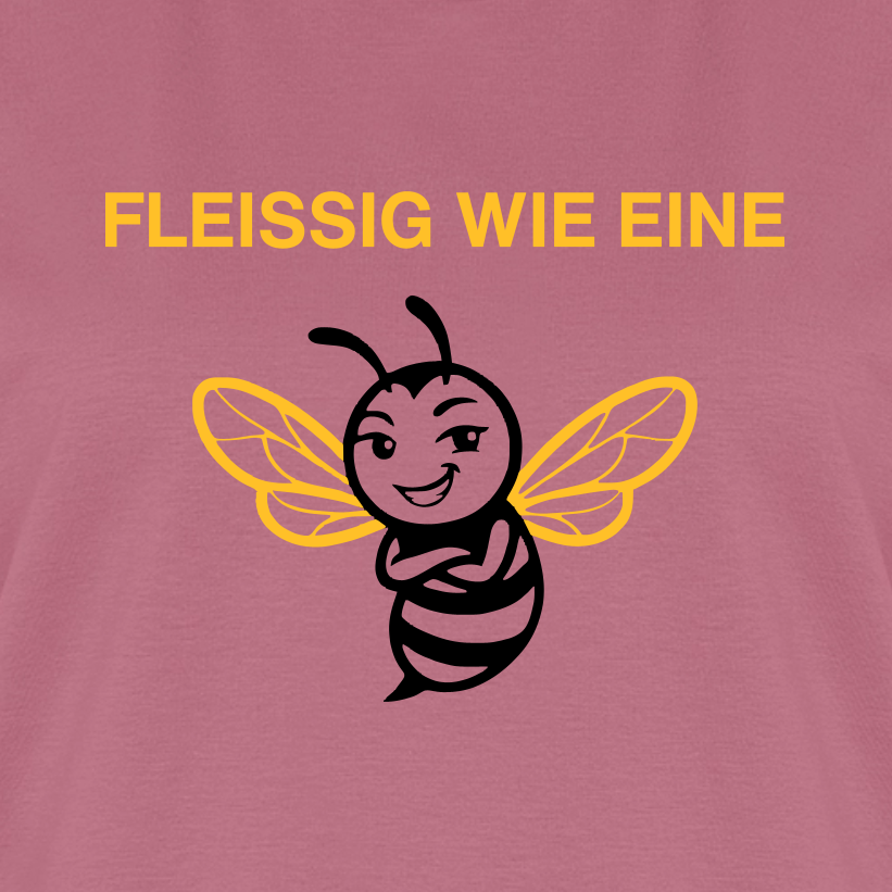 Fleißige Biene T-Shirt in Mauve – Druck im Detail