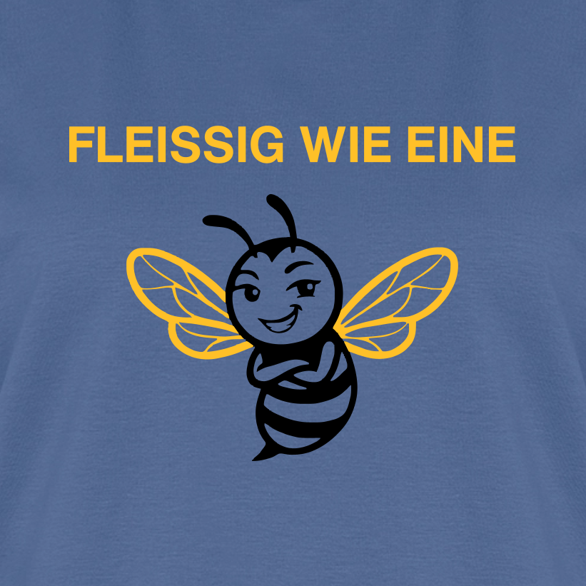 Fleißige Biene T-Shirt in Steinblau – Druck im Detail