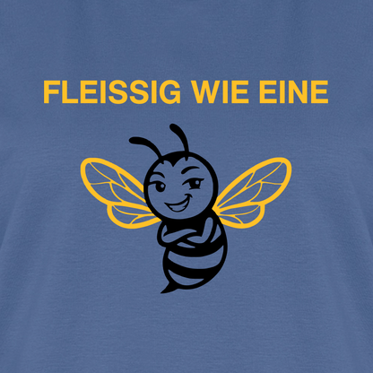 Fleißige Biene T-Shirt in Steinblau – Druck im Detail
