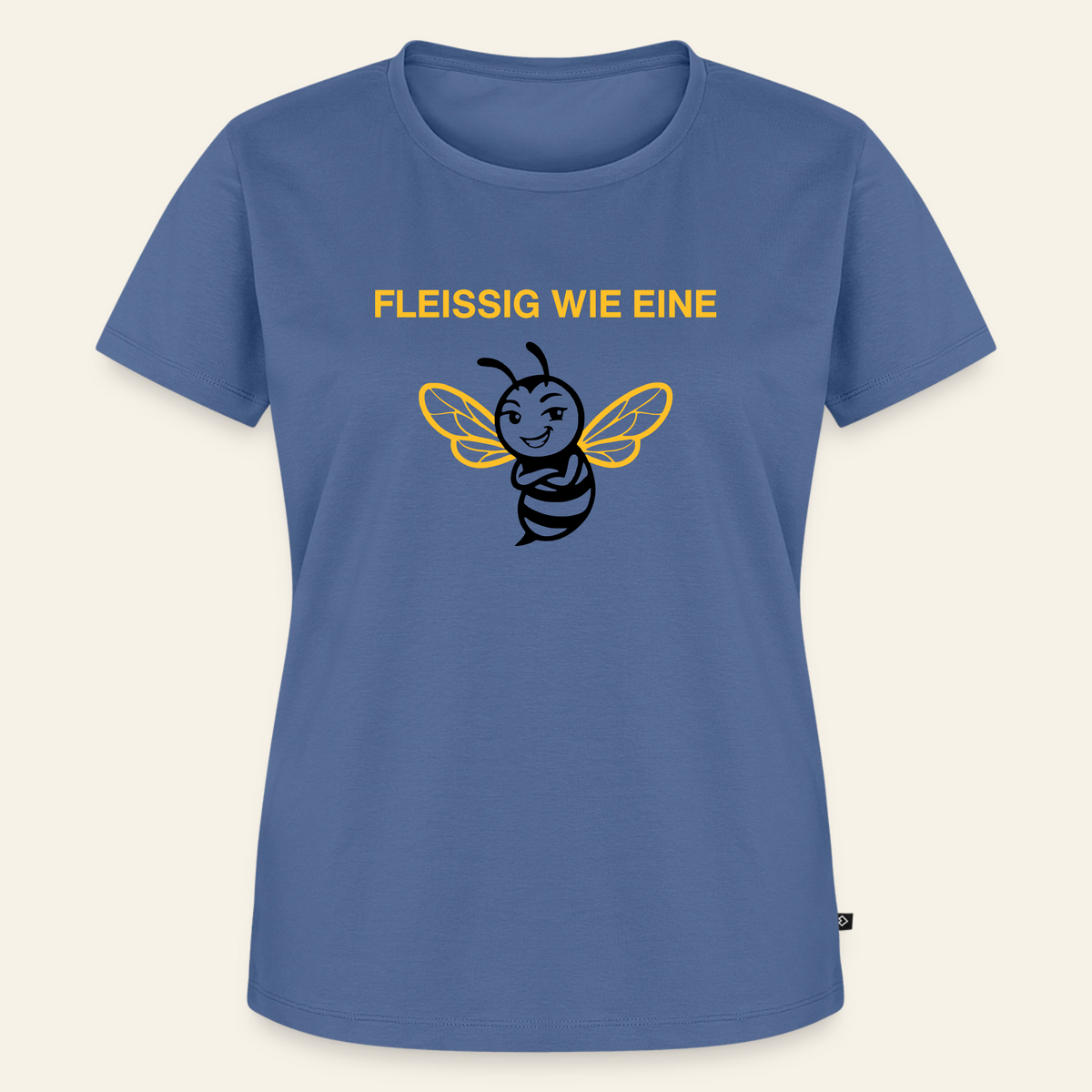 Fleißige Biene T-Shirt in Steinblau – Vorderseite