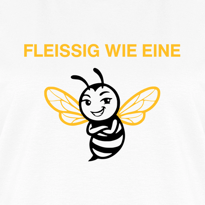 Fleißige Biene T-Shirt in Weiß – Druck im Detail