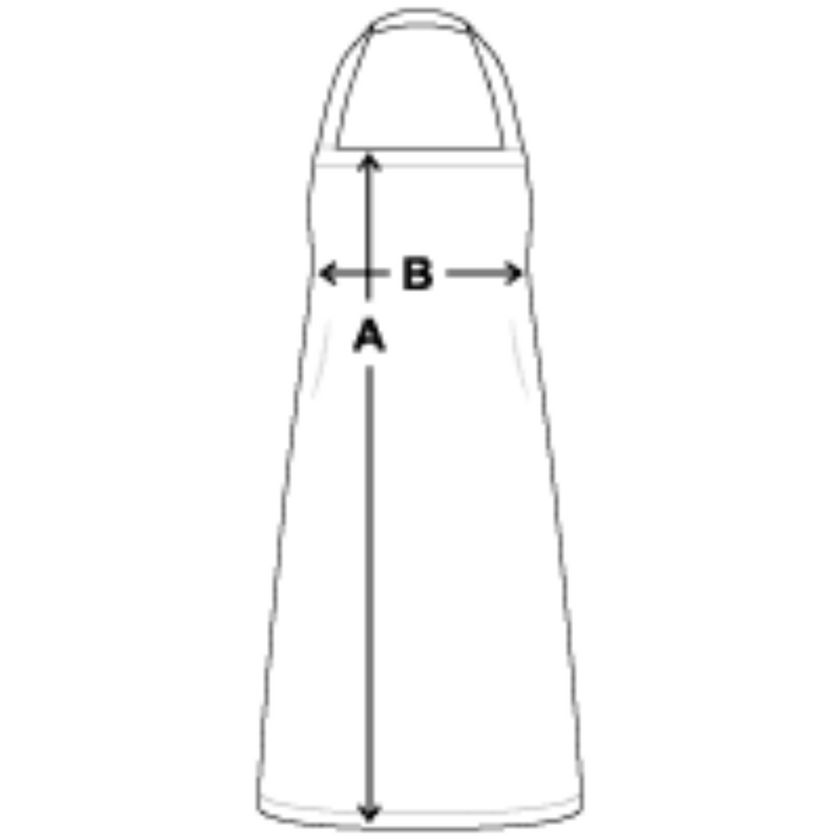 Maßskizze Grillschürze: A = Länge, B = Breite