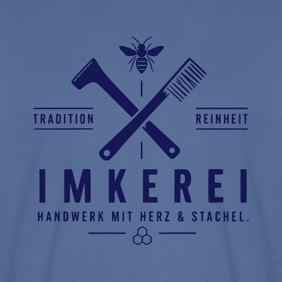 Herz & Stachel T-Shirt in Steinblau – Druck im Detail