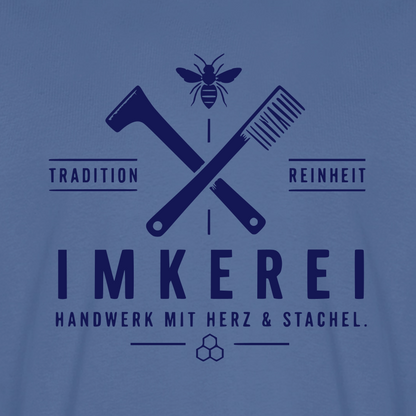 Herz & Stachel T-Shirt in Steinblau – Druck im Detail