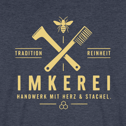 Herz & Stachel T-Shirt in Jeansblau – Druck im Detail