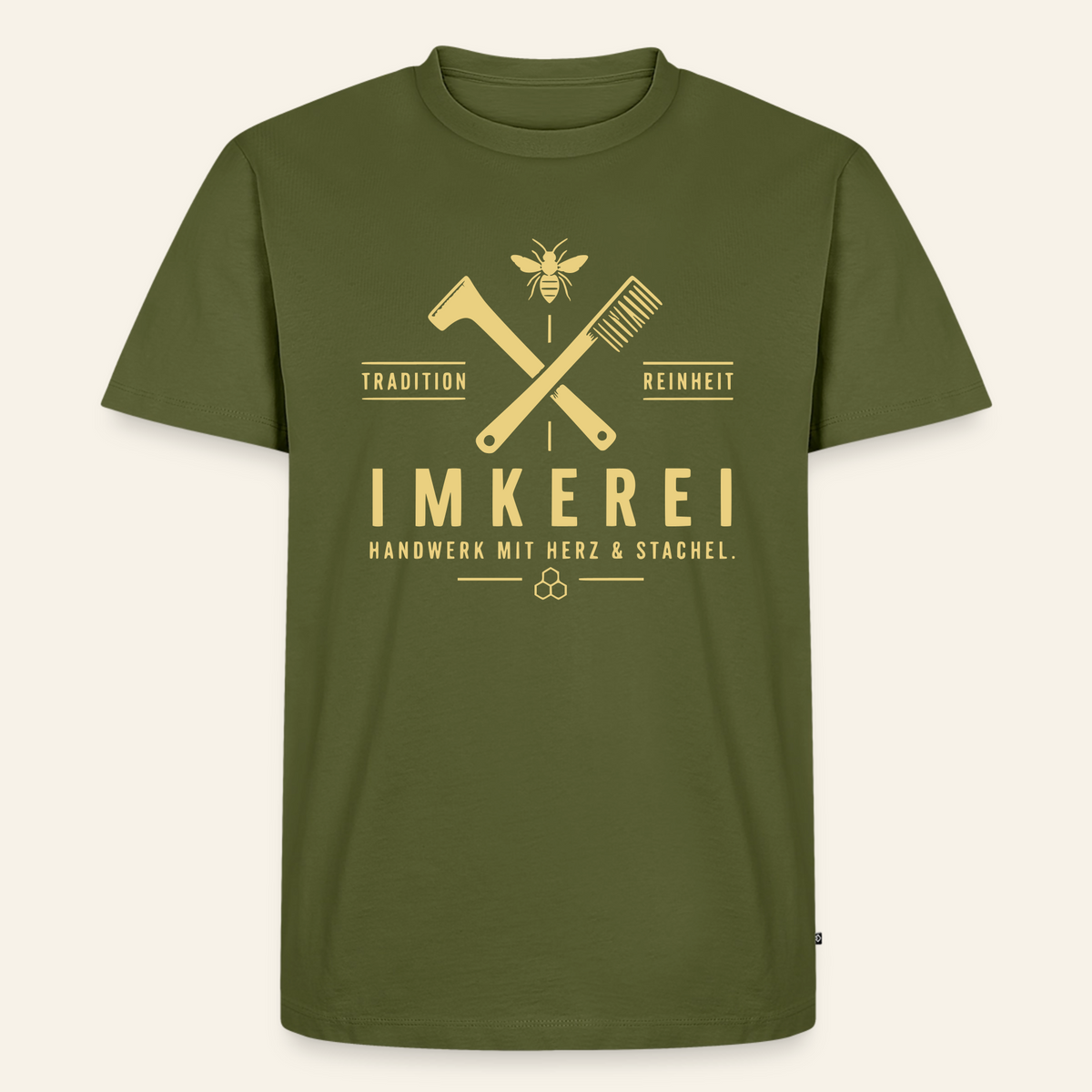 Herz & Stachel T-Shirt in Khaki – Vorderseite