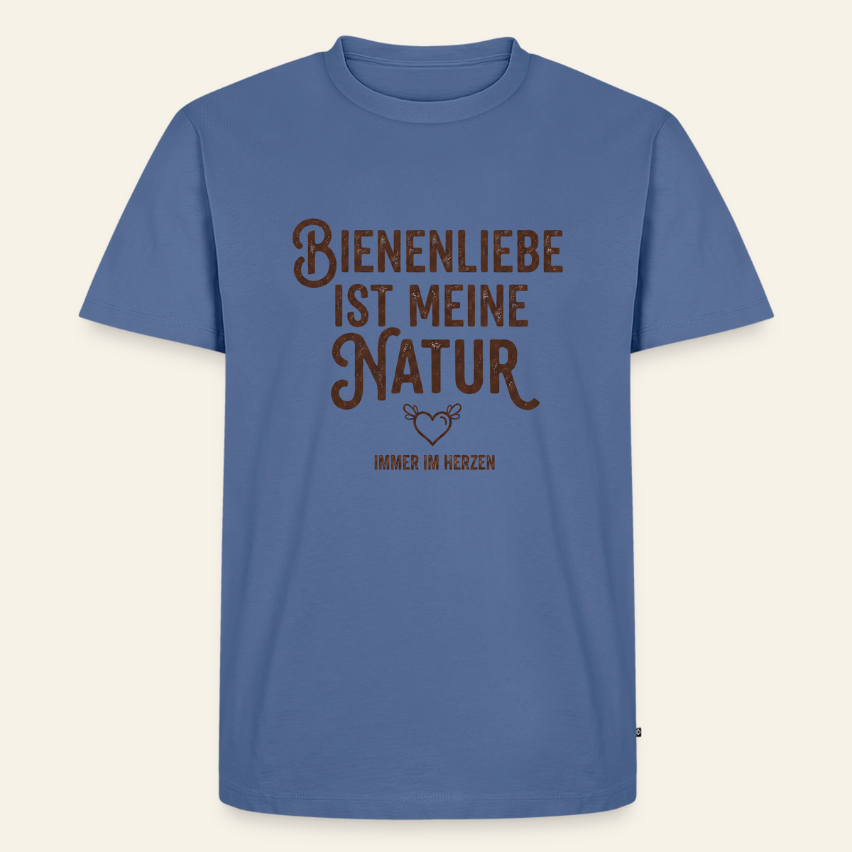 Herzenssache T-Shirt in Steinblau – Vorderseite