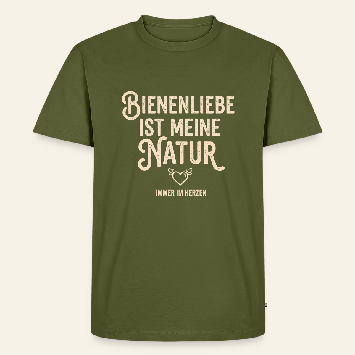 Herzenssache T-Shirt in Khaki – Vorderseite