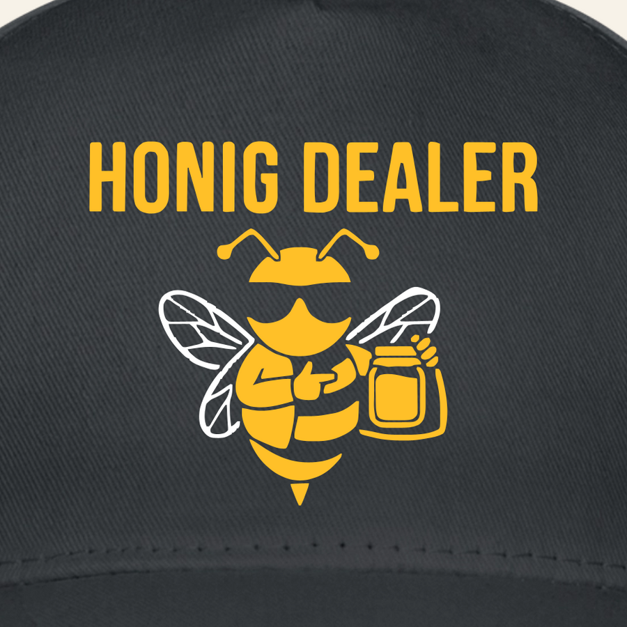 Honig Dealer Baseballcap in Graphitgrau – Druck im Detail