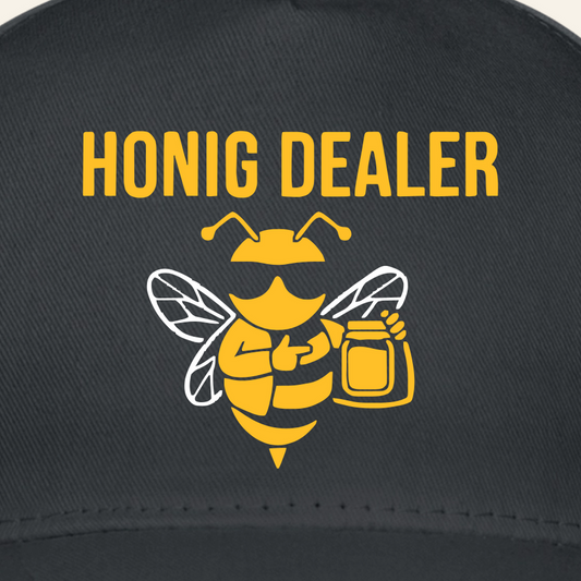 Honig Dealer Baseballcap in Graphitgrau – Druck im Detail
