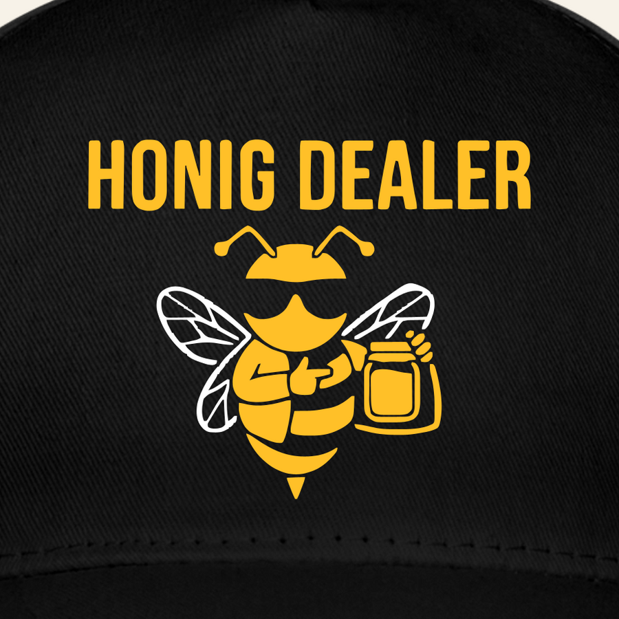 Honig Dealer Baseballcap in Schwarz – Druck im Detail