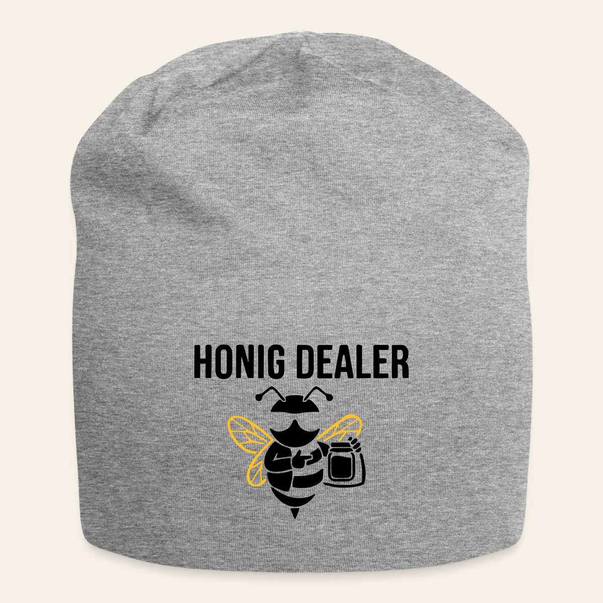 Honig Dealer Beanie-Mütze in Grau meliert – Vorderseite