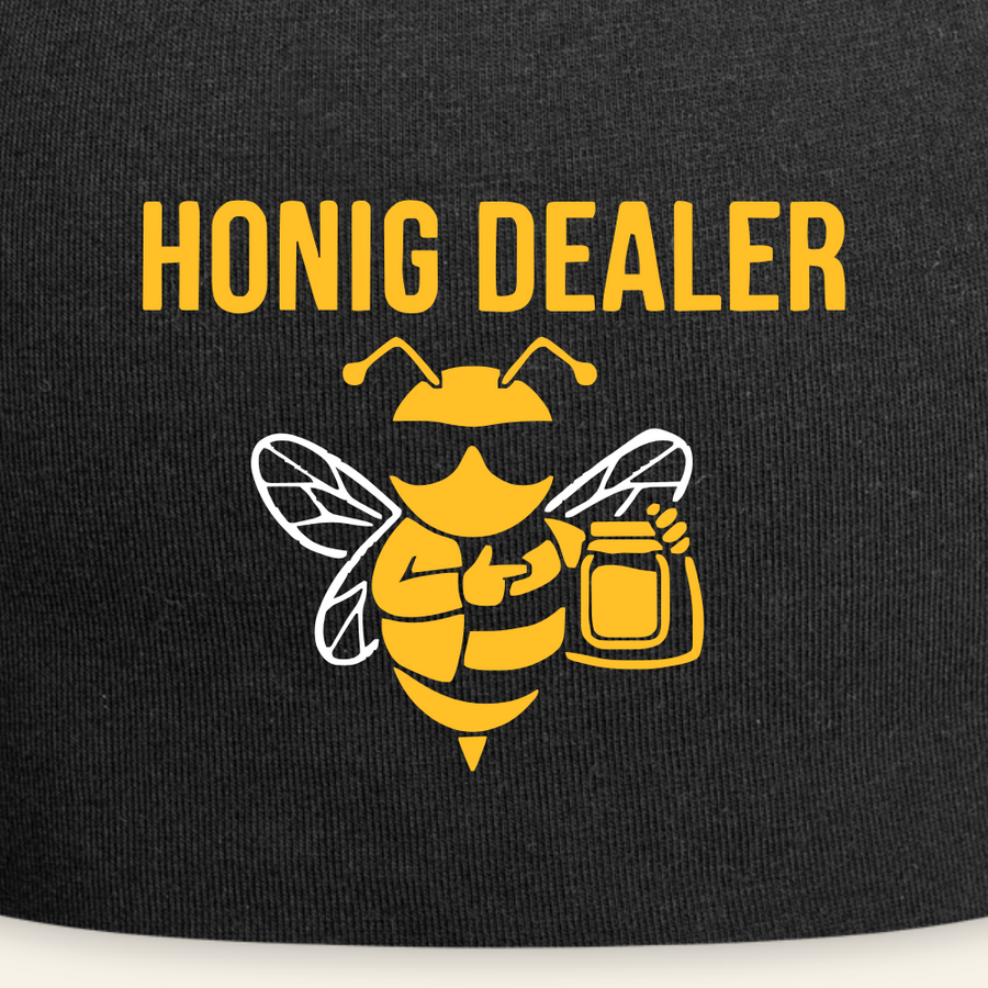 Honig Dealer Beanie-Mütze in Schwarz – Druck im Detail