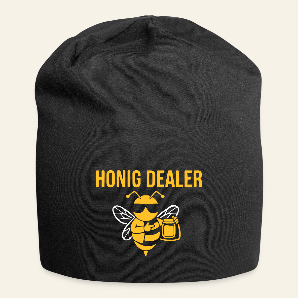 Honig Dealer Beanie-Mütze in Schwarz – Vorderseite