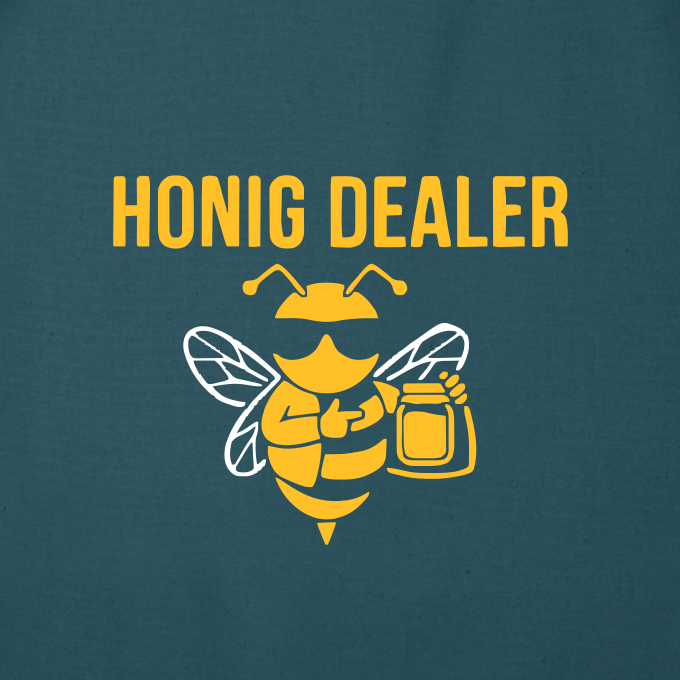 Honig Dealer Einkaufstasche in Graublau – Druck im Detail