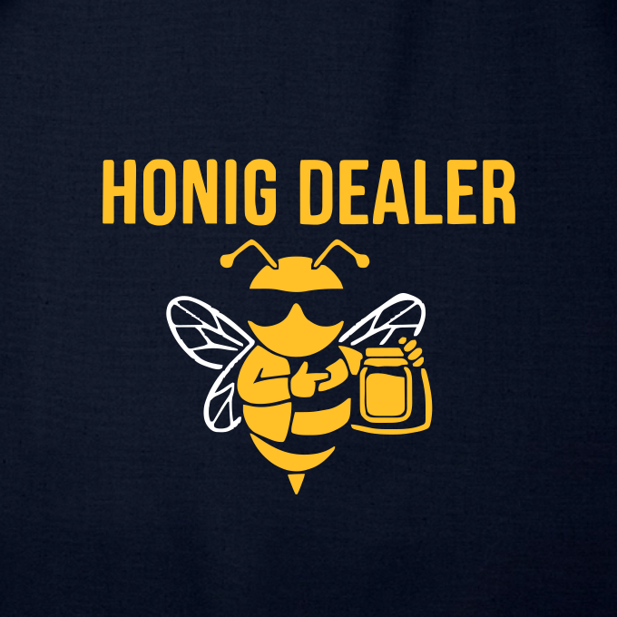 Honig Dealer Einkaufstasche in Navy – Druck im Detail