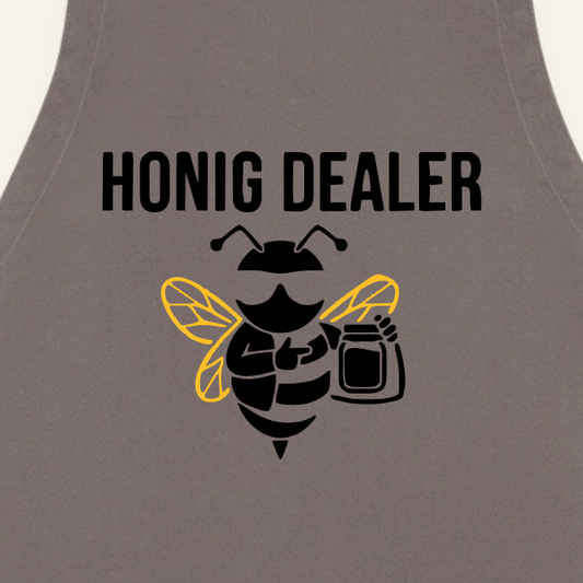 Honig Dealer Grillschürze in Grau – Druck im Detail